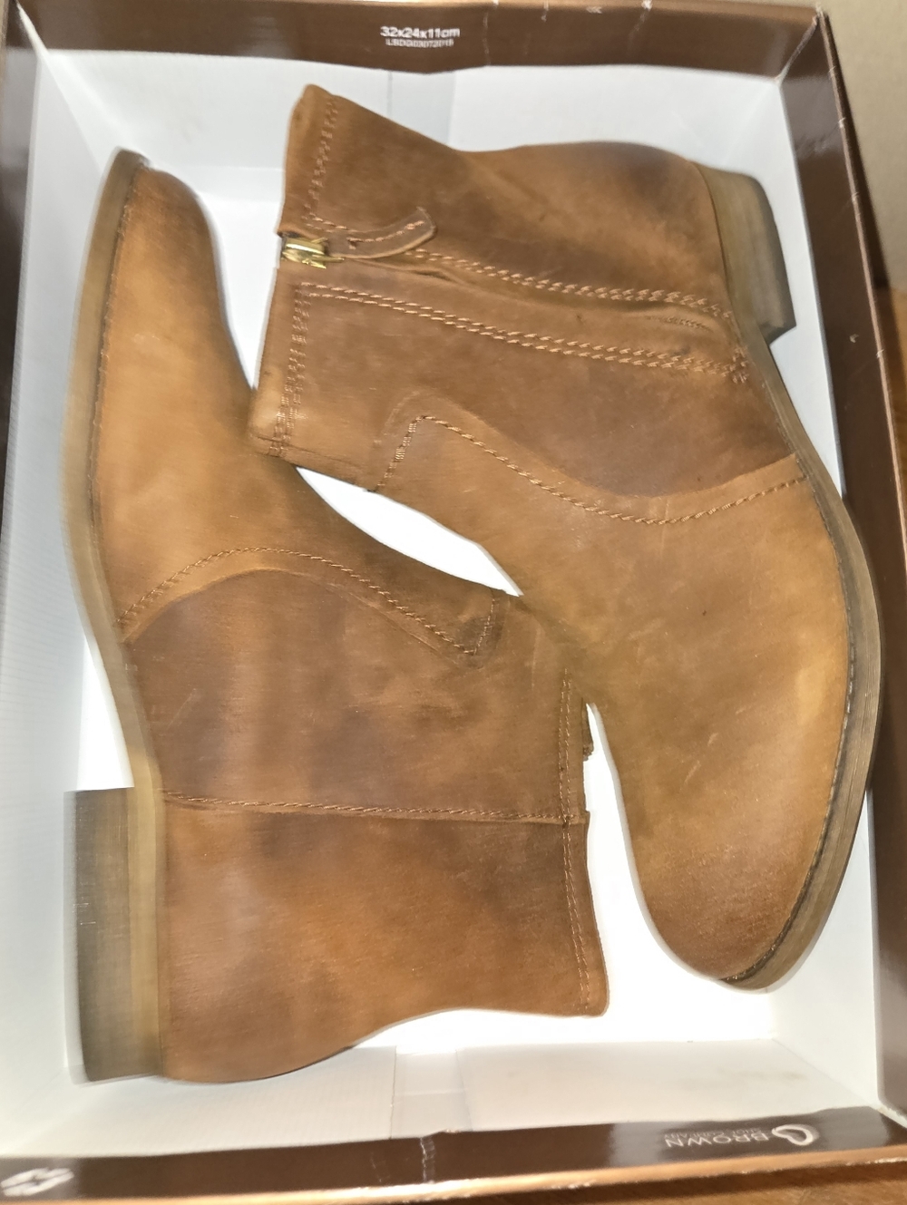 BNIB Women's Franco Sarto Kelvin Tan Whiskey Leather Ankle Boot Sz 10 M